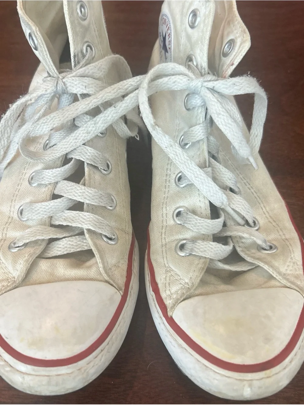 Converse Kids Cream High-Top Sneakers with Red Trim